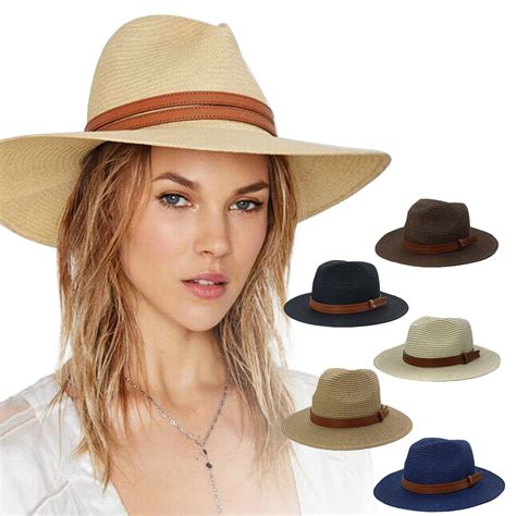 Bodychum Summer Beach Panama Straw Hat For Women Men Portable Packable