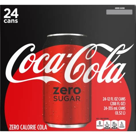 Coca Cola Zero Sugar Cola Soda 24 Cans 12 Fl Oz Kroger