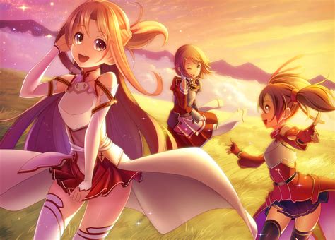 Sword Art Online Hd Wallpaper Rika Keiko Silica Lisbeth And Asuna