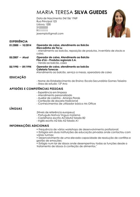 Modelo De Curriculum Vitae Operador De Caixa