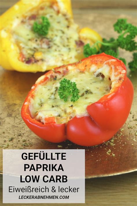 Gefüllte Paprika mit traumhafter Pizza Fülle Low Carb Rezept