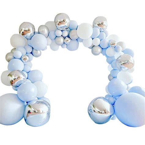 Pcs Blue Balloon Garland Arch Kit Blue Silver White Latex Etsy