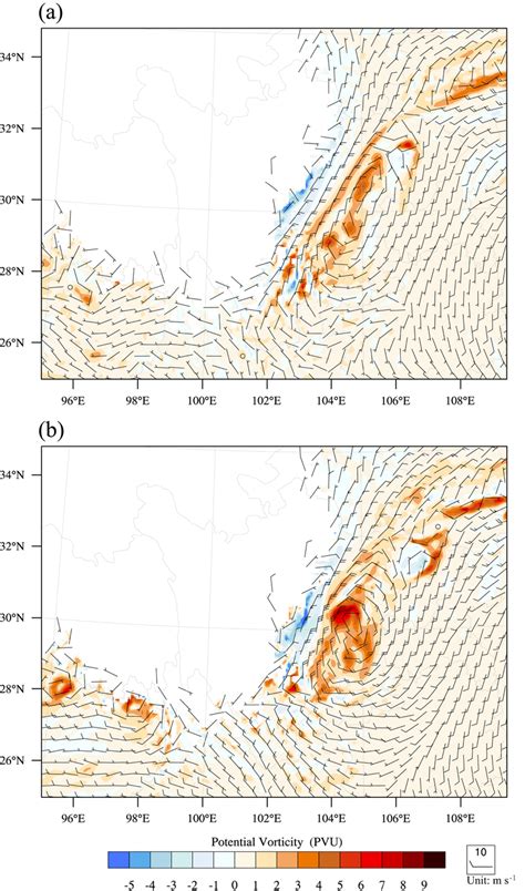 Simulated Hpa Pv Shaded Unit Pvu And Wind Fields Barbs Unit