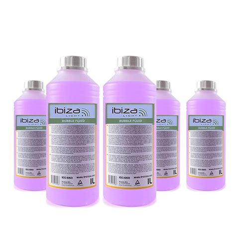 5 bidons de 1 Litre de liquide IBIZA LIGHT pour machine à bulles anti