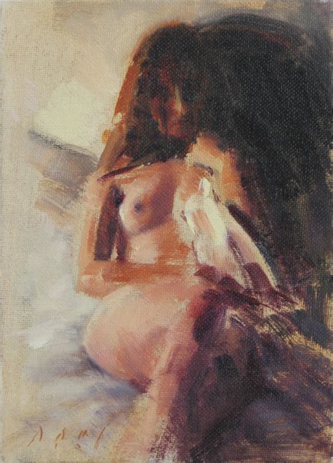 In Bed Female Nude In An Interior Oil Painting Daniel Peci Fine Art