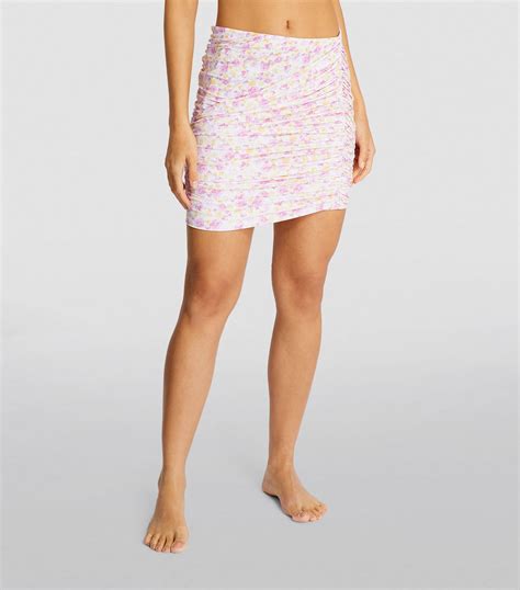 Magda Butrym Pink Floral Ruched Mini Skirt Harrods Uk