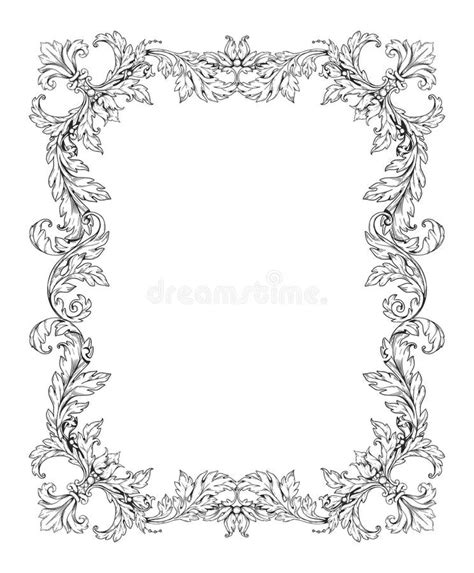 Vintage Ornament Frame Victorian Baroque Floral Border Rococo Retro Flower Filigree Decor