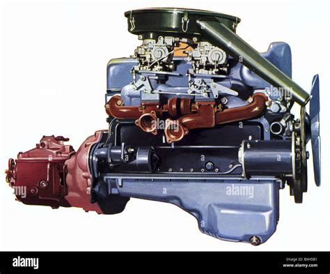 technics, engines, car engine, Mercedes, petrol engine, Germany, 1956, 1950s, 50s, 20th century ...