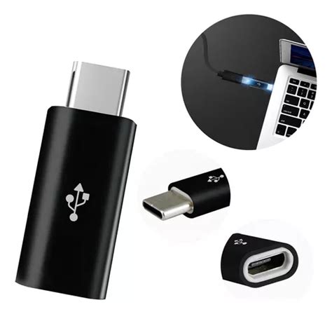 Adaptador Convertidor Micro Usb V8 Hembra A Tipo C Macho Color Negro Mercadolibre