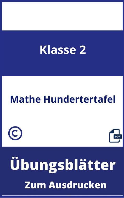 Übungsblätter Mathe 2 Klasse Hundertertafel