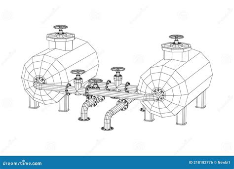 易燃物储油罐及带阀管道 向量例证 插画 包括有 例证 石油 储水池 图纸 建筑 船具 工厂 218182776