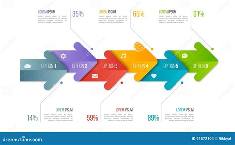 Timeline Chart Infographic Template With Arrows 6 Options Stock