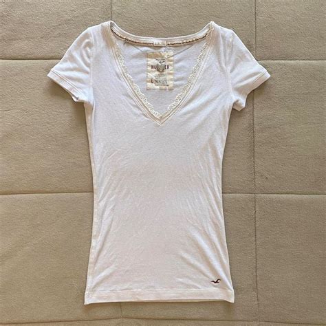 2000s Dainty White Angelcore Lace Hollister Top Depop Vibe Clothes