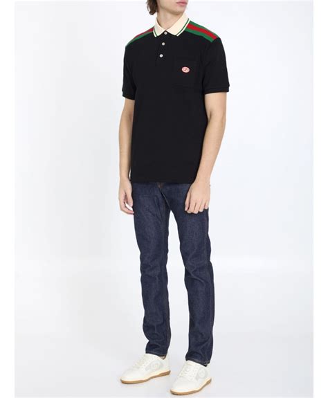 Gucci Polo Shirts Men Interlocking G Polo Shirt Black Gucci