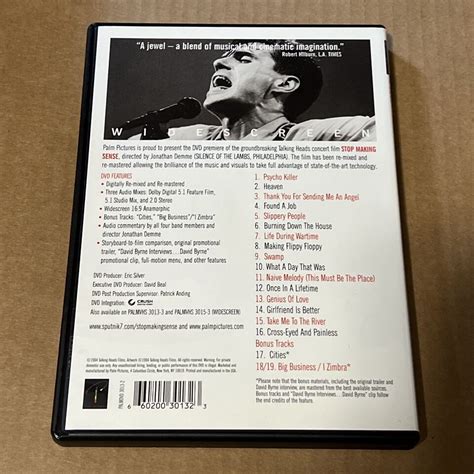 Stop Making Sense DVD 1984 Jonathan Demme Talking Heads Concert HTF