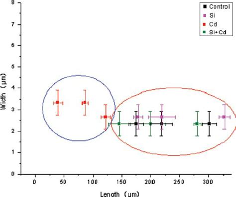 Effect Of Si On Root Width And Length Under Cd Stress Data Are Means