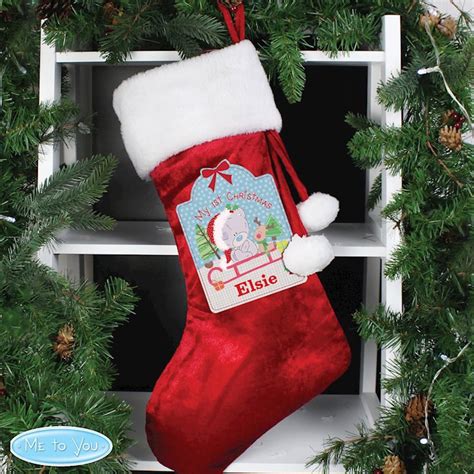 Personalised Tiny Tatty Teddy My 1st Christmas Luxury Red Stocking