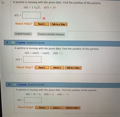 Solved A Particle Is Moving With The Given Data Find The Chegg