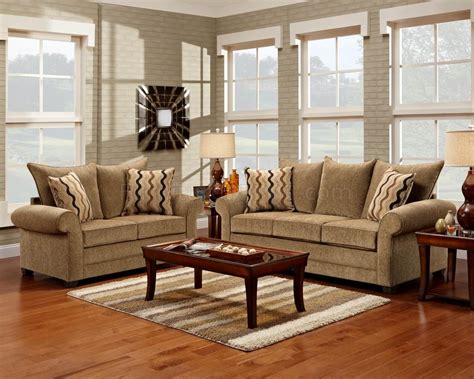 Light Brown Fabric Classic Sofa & Loveseat Set w/Options