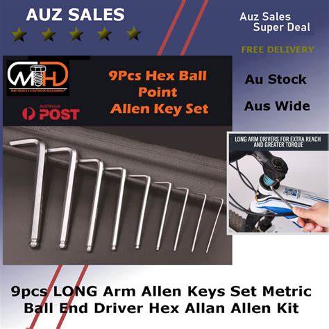 9pcs LONG Arm Allen Keys Set Metric Ball End Driver Hex Allan Allen Kit