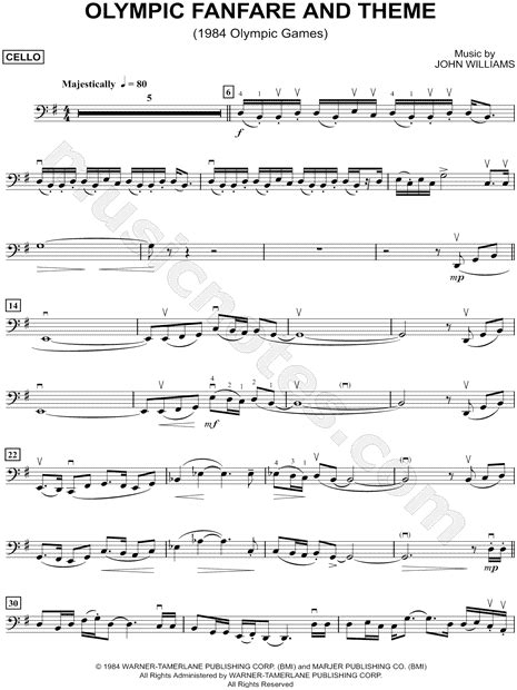 "Olympic Fanfare and Theme - Cello" from 'Olympic Games' Sheet Music ...