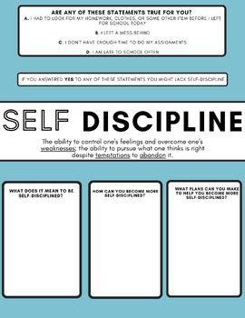 Self-discipline worksheet by The Counseling Center | TPT