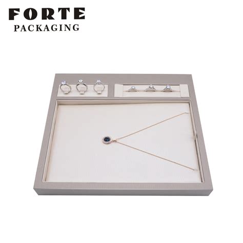 Forte Square Hot Selling PU Leather Display Tray Ring Necklace Gold