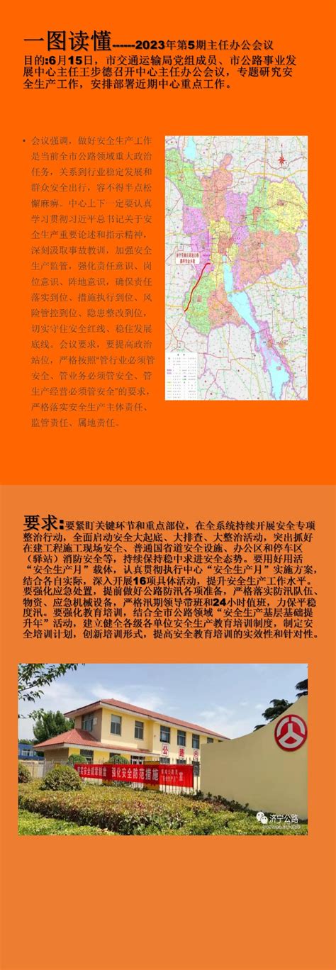 济宁市人民政府 数字图文解读 一图读懂丨济宁市公路事业发展中心2023年第5期主任办公会议