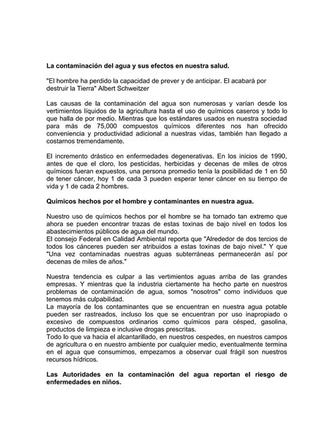 La Contaminación Del Agua Y Sus Consecuencias Pdf