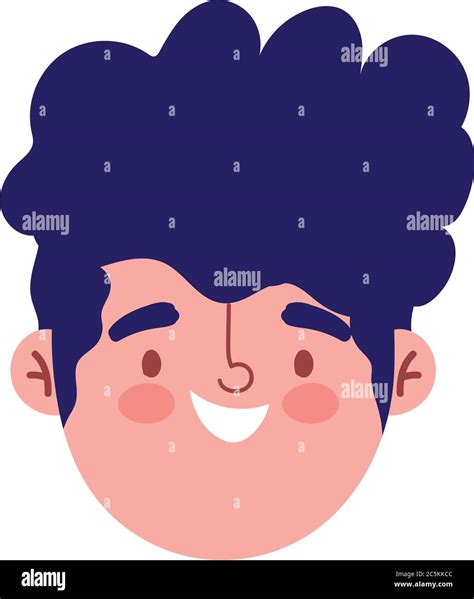 Boy Face Cartoon Character Isolated Icon Design White Background Vector