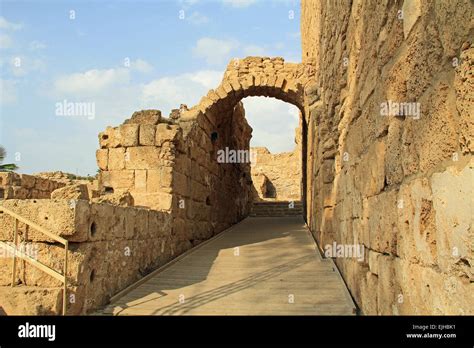 Entrance of the Amphitheater in Caesarea Maritima National Park ...