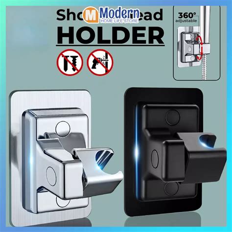 No Drill Showerhead Bracket Adjustable Wall Mounted Holder Self