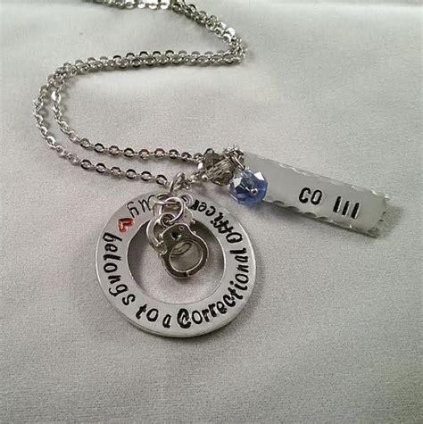 My Heart Belongs To Hand Stamped Necklace Correctional Officer