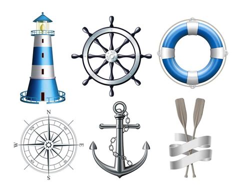 Premium Vector Set Of Marine Maritime Or Nautical Icons