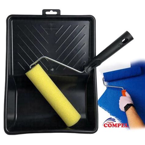 Kit rolo de pintura e bandeja para tinta profissional 2 peças pop n02