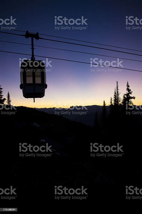 Mountain Gondola At Sunset Stock Photo - Download Image Now - Black ...