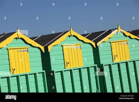 Colourful beach huts on Littlehampton seafront Stock Photo - Alamy