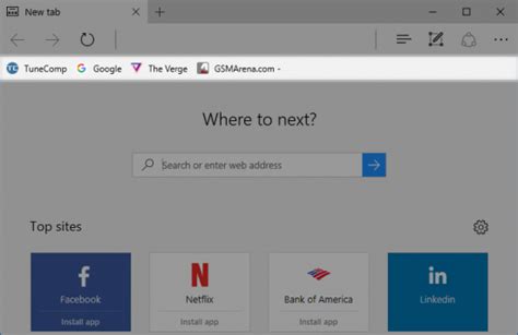 Microsoft Edge Tabs Bar