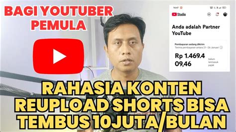 Trik Dapat Juta Bulan Dari Konten Reupload Shorts Youtube Terbaru