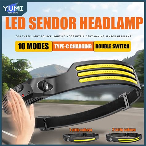 Jual Senter Kepala Headlamp Led Cob Senter Kepala Sensor Led Usb