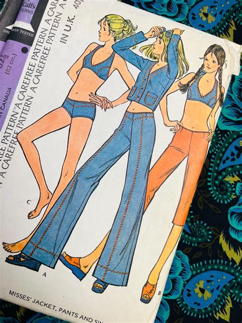 Bust 32 5 Vintage Uncut 70s Mccalls 3586 Sewing Pattern Bra Bikini Top And Bottons Swimsuit