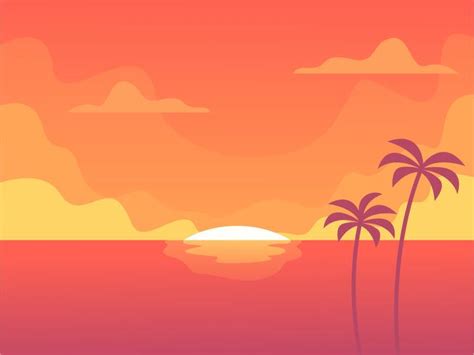 Sunset ocean background 278049 Vector Art at Vecteezy