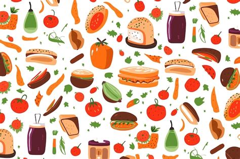 Free Vector | Sandwich vegetable pattern background