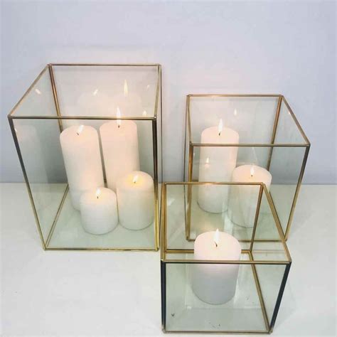 Gold Rectangle Glass Lanterns Small Weddings Of Distinction