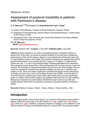 Fillable Online Assessment Of Postural Instability In Patients Fax