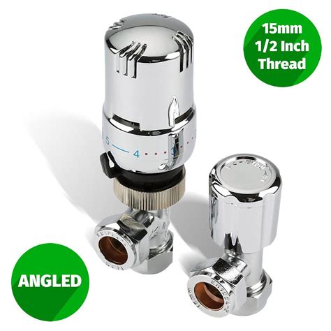 Angled Straight Designer Radiator Towel Rail Valves Thermostatic 15mm