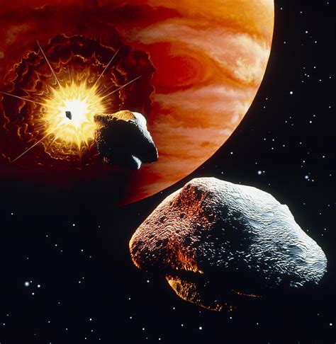 Artwork Of First Comet Impacts On Jupiter 1994 By Julian Baum