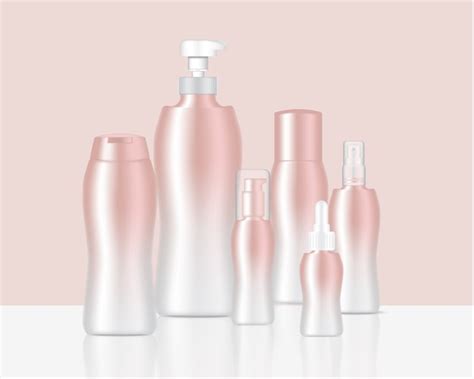 Premium Vector Mock Up Realistic Rose Gold Pastel Bottles