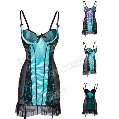 Plus Size Polka Dot Black Blue Mesh Lace Sex Babydoll Dress Hot Sexy