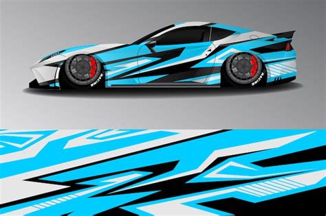 Premium Vector Blue White Stripe Racing Car Sticker Design